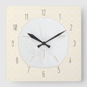 Reloj Cuadrado Quatrefoil de la crema del dólar de arena tropical