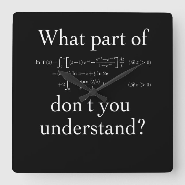 Reloj Cuadrado Qué parte de... Blanco sobre oscuro (Anverso)