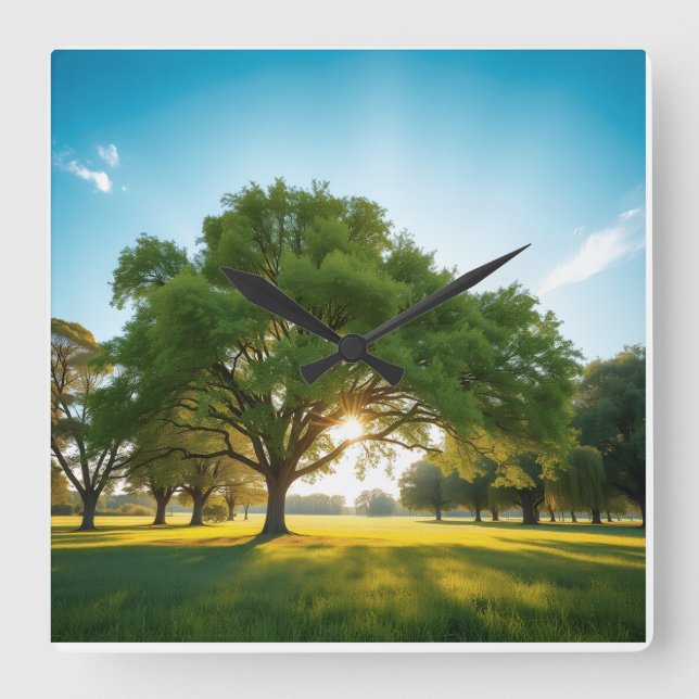 Reloj Cuadrado Quiet Time With a Big Tree  (Anverso)