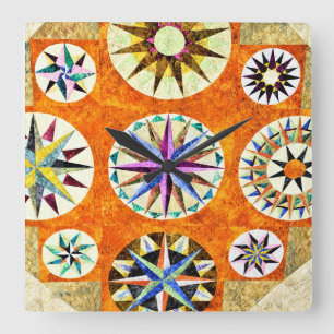 Reloj Cuadrado Quilt Lover Quilting Quilter Pattern Americana