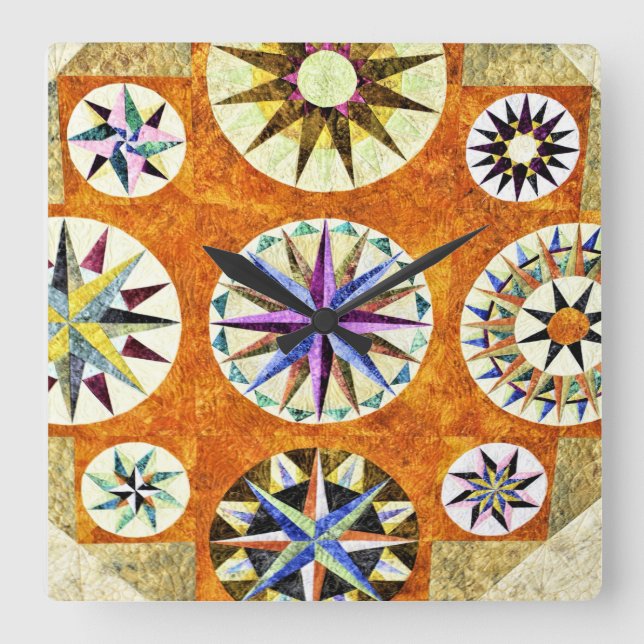Reloj Cuadrado Quilt Lover Quilting Quilter Pattern Americana (Anverso)