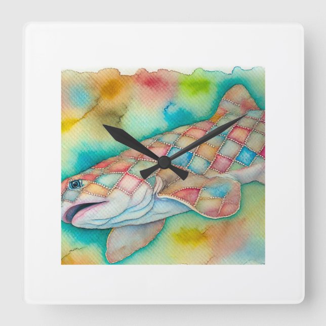 Reloj Cuadrado Quilted Catshark 090724AREF124 - Watercolor (Anverso)