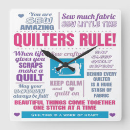 Reloj Cuadrado Quilters Rule Quilting