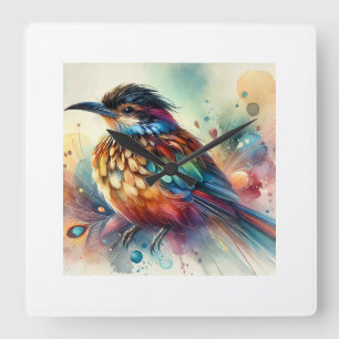 Reloj Cuadrado Quiscal Bird 300924AREF148 - Watercolor