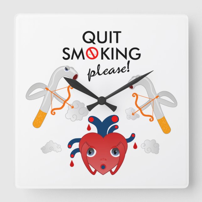 Reloj Cuadrado Quit smoking please campaign (Anverso)