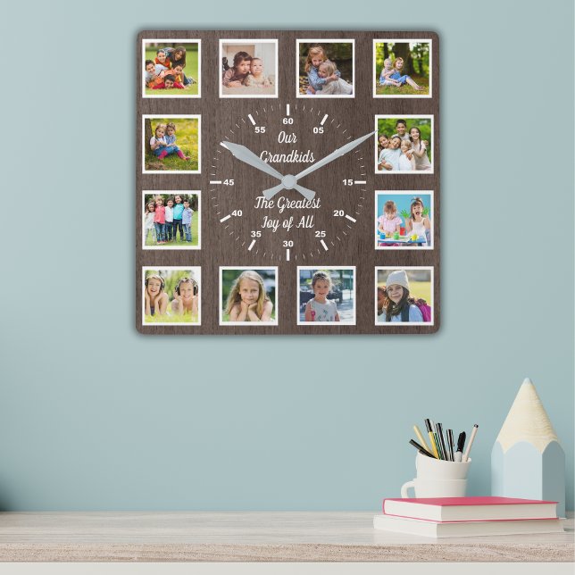 Reloj Cuadrado Quote from 12 Grandchildren Wooden Photo Collage  (Subido por el creador)