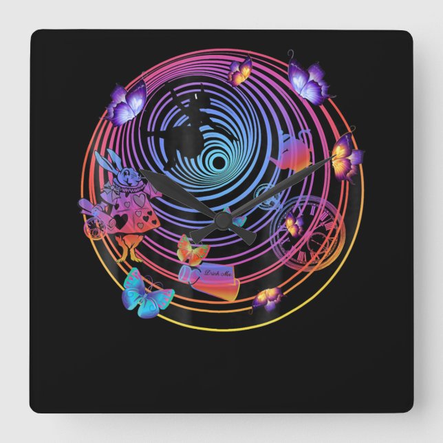 Reloj Cuadrado Rabbit Gift | Alice In Wonderland (Anverso)