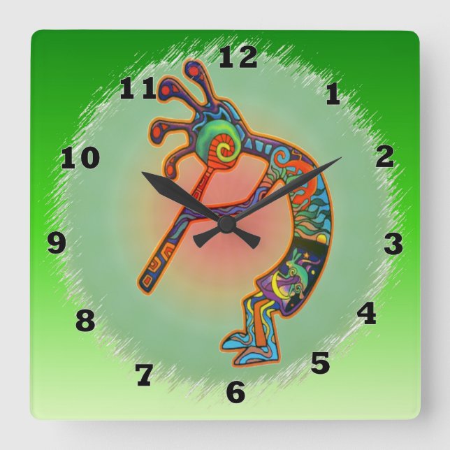 Reloj Cuadrado Rabbit Kokopelli (Anverso)