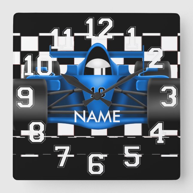 Reloj Cuadrado Racing Drag Race Car design Wall Clock (Anverso)