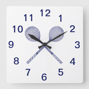 Reloj Cuadrado Racquets cruzados azul