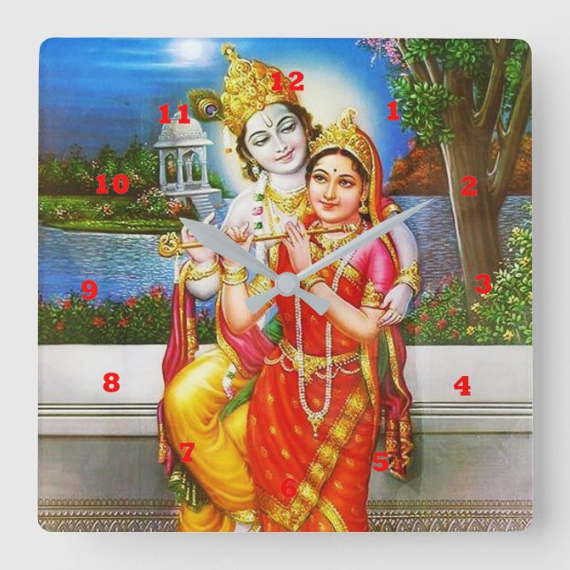 Reloj Cuadrado RADHA Krishna Flute Instrute Deity Holy (Anverso)