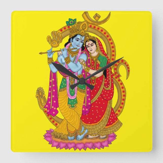 Reloj Cuadrado Radha Krishna Wall Clock (Anverso)