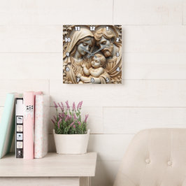 Reloj Cuadrado Radiant Golden Holy Family Relief
