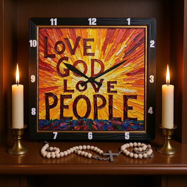 Reloj Cuadrado Radiant Love God Love People Art (Subido por el creador)