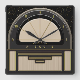 Reloj Cuadrado Radiola Art Deco (arena, gris oscuro, negro, oro)