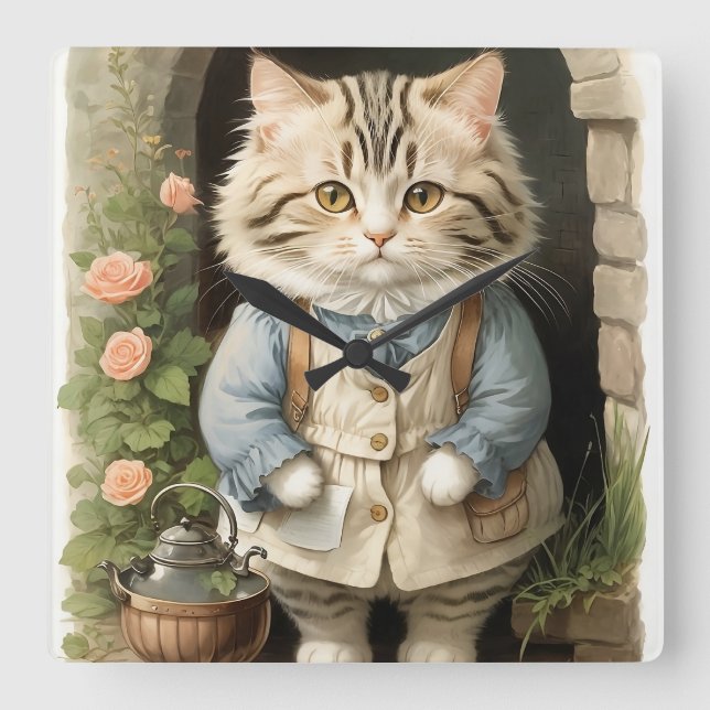 Reloj Cuadrado Ragamuffin Cat (Anverso)