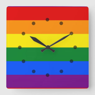 Reloj Cuadrado RAINBOW FLAG COLORS stripes + your ideas