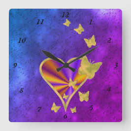 Reloj Cuadrado Rainbow Heart and Butterfly