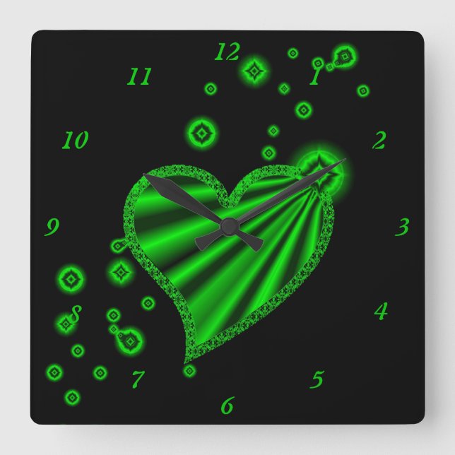 Reloj Cuadrado Rainbow Heart with Stars (Anverso)