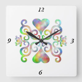 Reloj Cuadrado Rainbow Lily and Heart