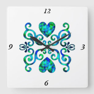 Reloj Cuadrado Rainbow Lily and Heart