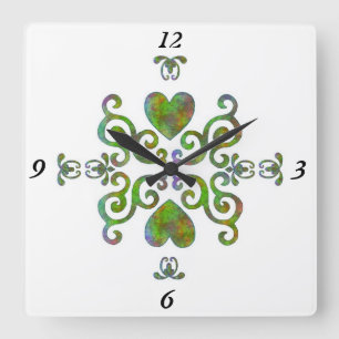 Reloj Cuadrado Rainbow Lily and Heart