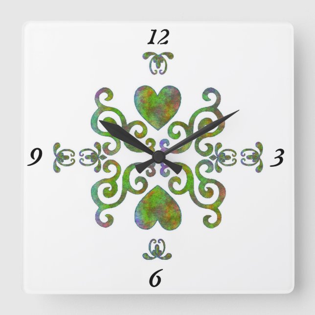 Reloj Cuadrado Rainbow Lily and Heart (Anverso)