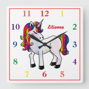 Reloj Cuadrado Rainbow Unicorn