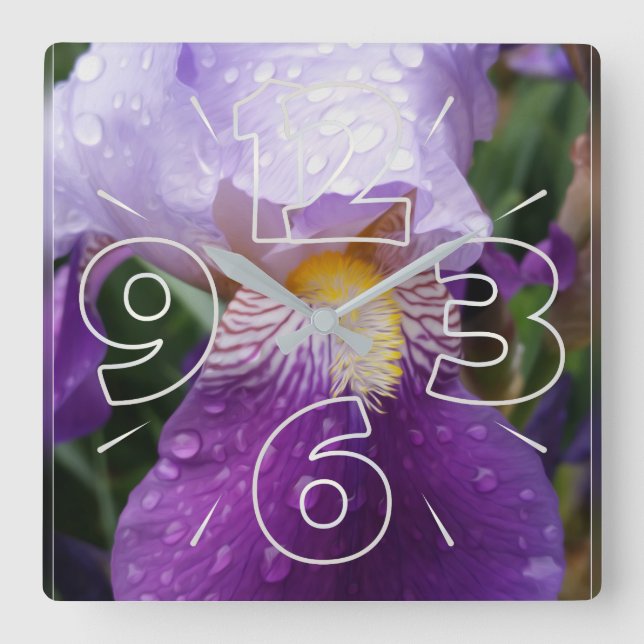 Reloj Cuadrado Raindrops on Iris (Anverso)