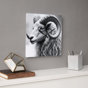 Reloj Cuadrado Ram blanco en negro y blanco