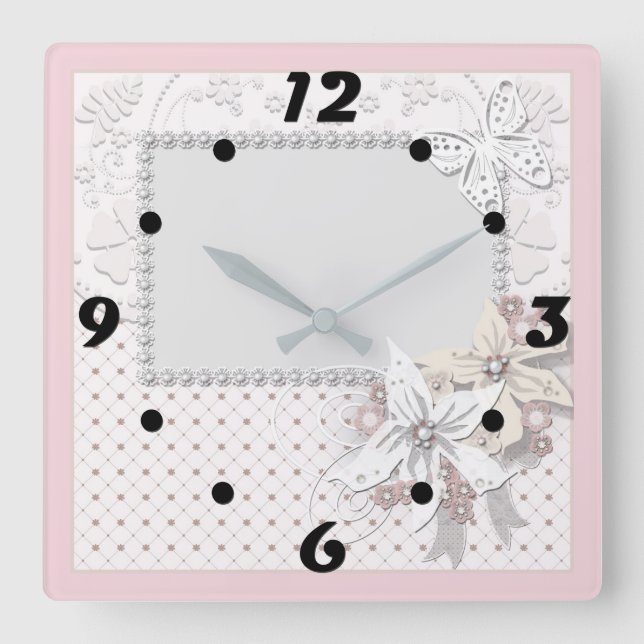 Reloj Cuadrado ramo boda (Anverso)