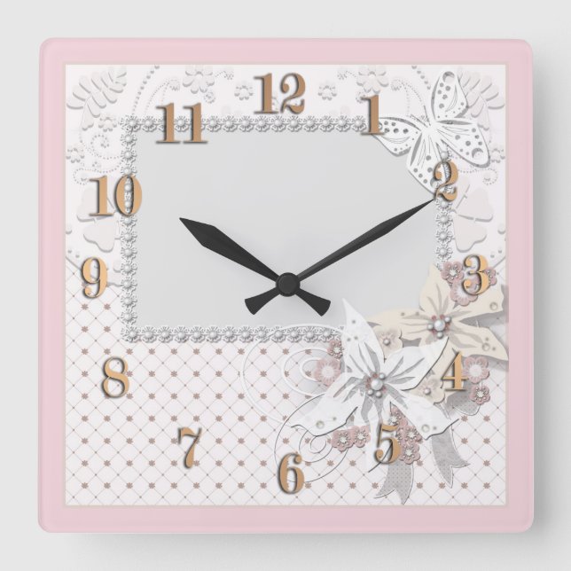 Reloj Cuadrado ramo boda (Anverso)