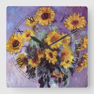 Reloj Cuadrado Ramo de Girasoles por Claude Monet, Arte Antiguo