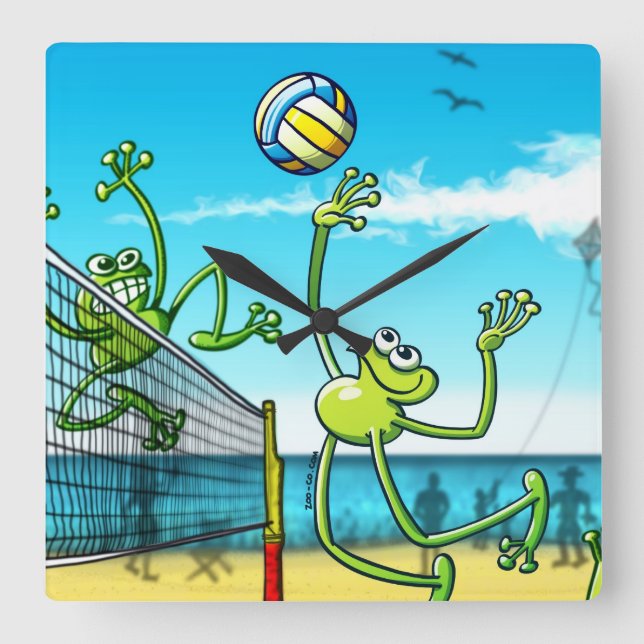 Reloj Cuadrado Rana del voleibol (Anverso)