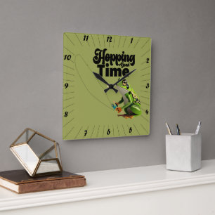 Reloj Cuadrado Rana Pescadora Divertida