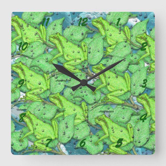 Reloj Cuadrado ranas, ranas, ranas (Anverso)