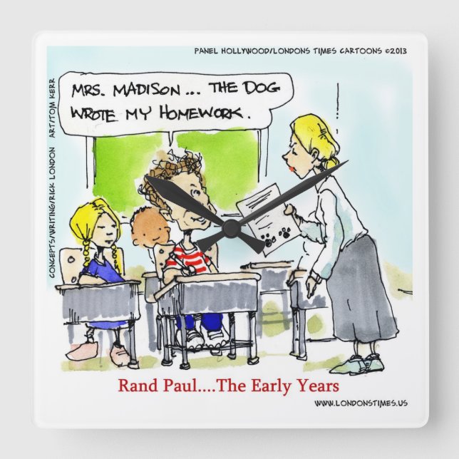 Reloj Cuadrado Rand Paul The Early Years Funny Wall Clock (Anverso)