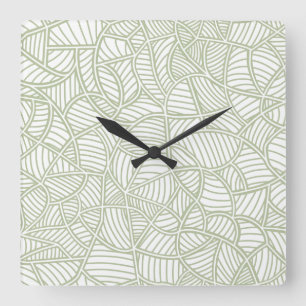 Reloj Cuadrado Random Leaf Mosaic Pale Green
