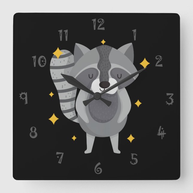 Reloj Cuadrado Randy The Racoon Wall Clock (Anverso)