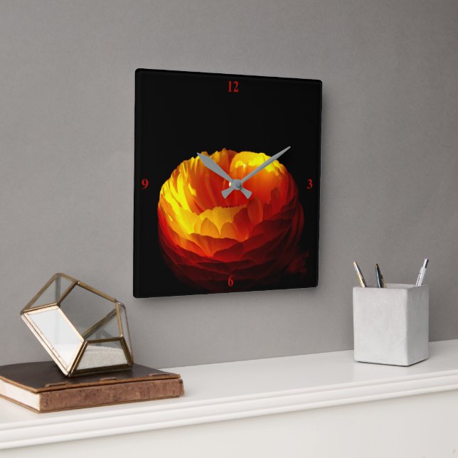 Reloj Cuadrado Ranunculus. (Oficina)