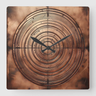 Reloj Cuadrado ranuras circulares de cobre antiguo