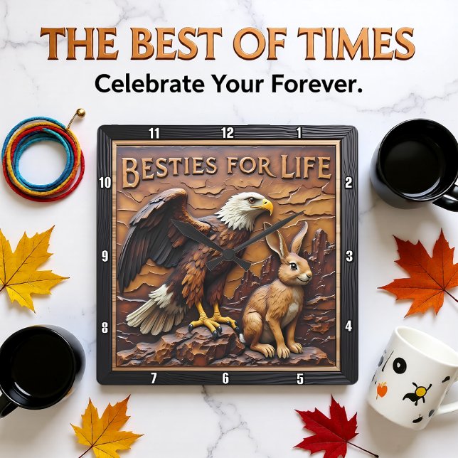 Reloj Cuadrado Raptor Rabbit Close Companions (Subido por el creador)