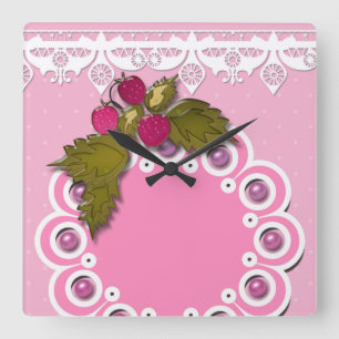 Reloj Cuadrado Raspado rosa