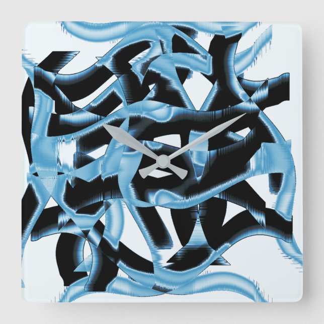 Reloj Cuadrado Raspones o cintas negras y azules destruidos, manc (Anverso)