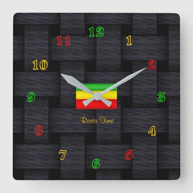 Reloj Cuadrado 'Rasta Time (Anverso)