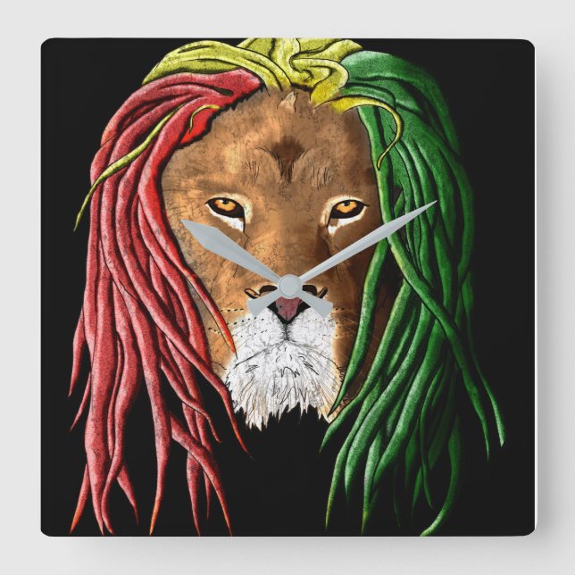 Reloj Cuadrado Rastafari Lion (Anverso)
