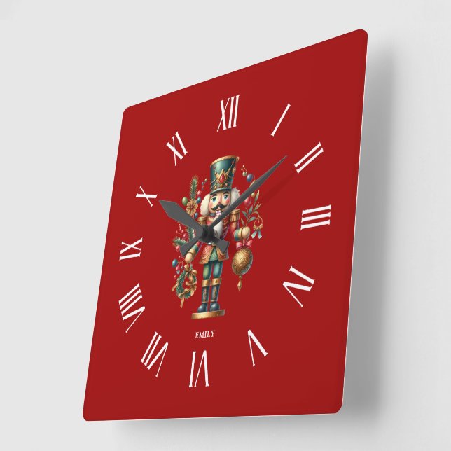 Reloj Cuadrado Rastreador de Navidades festivos personalizado (Ángulo)