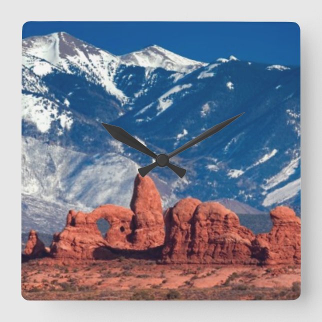 Reloj Cuadrado Rastro equilibrado de la roca (Anverso)