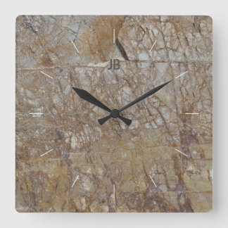 Reloj Cuadrado RASTROS DE ROCK | imagen de piedra texturizada nat