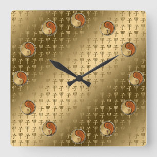 Reloj Cuadrado Rata de Madera